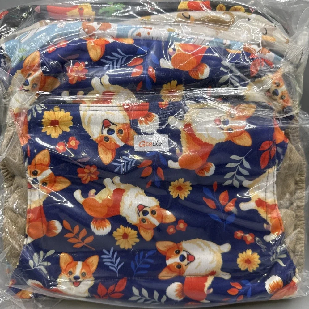 Grecle 5-Pack Male Dog Diapers Reusable Premium Belly Bands, Cute Puppies XL